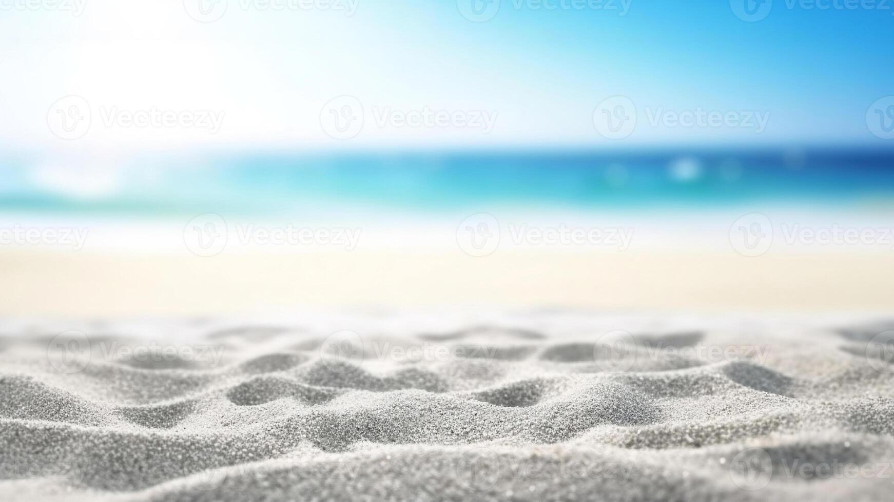 ai generato scintillante blu acque, bianca sabbia. creato con generativo ai foto