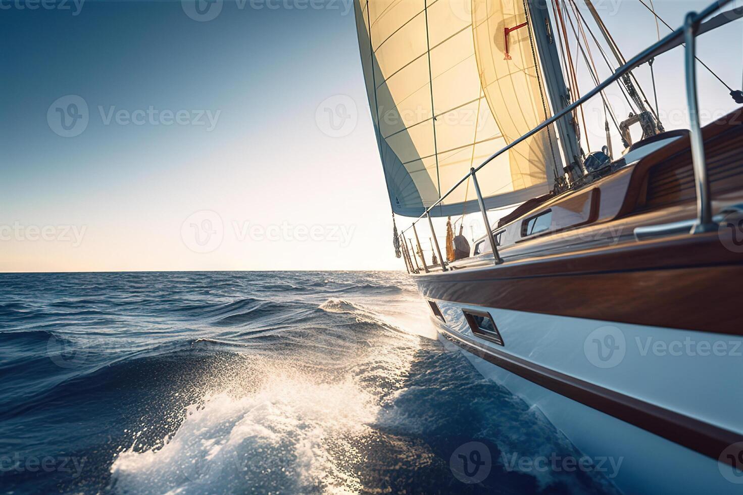 ai generato andare in barca nel il oceano godendo il bellezza di natura. creato con generativo ai foto