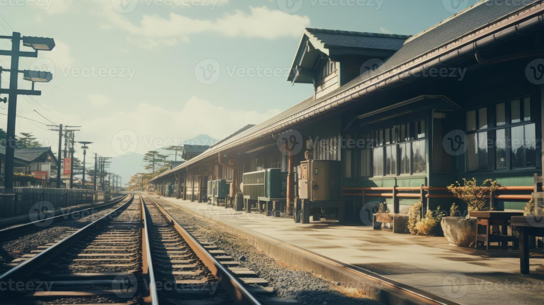 ai generato giapponese Vintage ▾ treno stazione foto