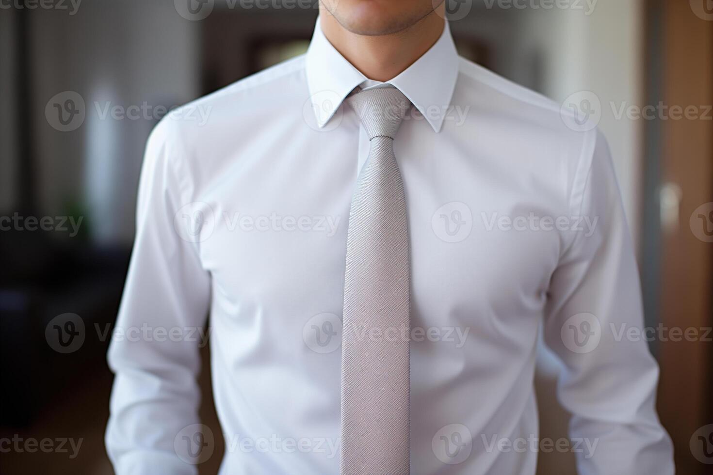 ai generato vicino su di un' uomo nel un' bianca camicia e cravatta. foto