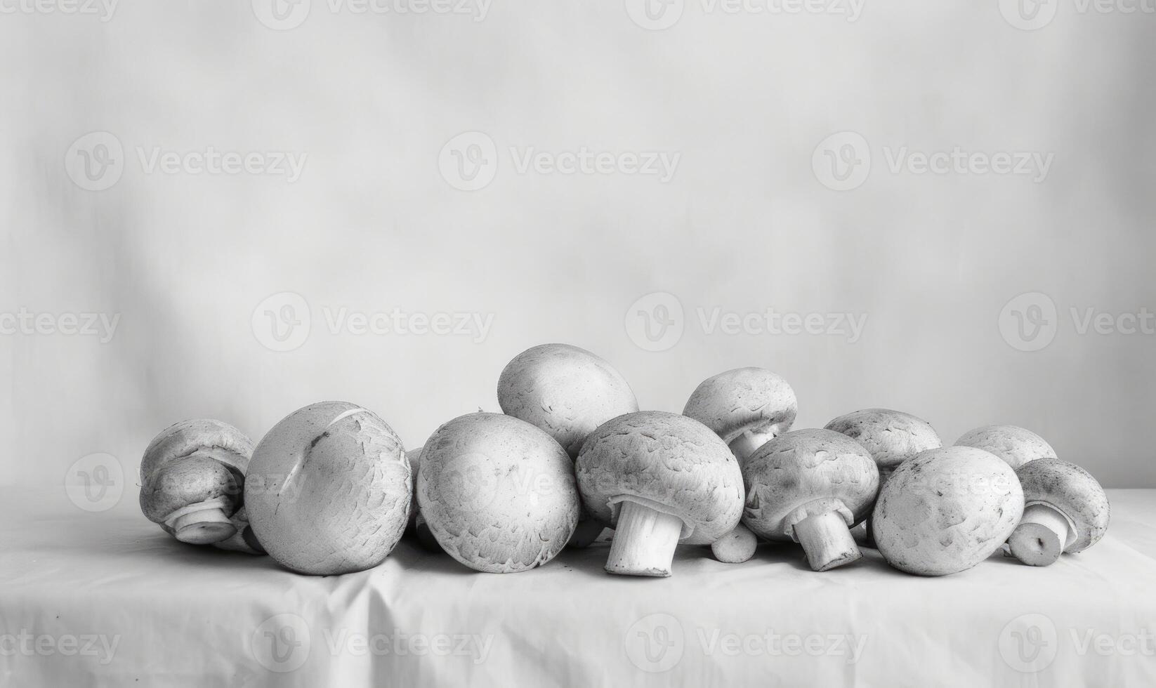 ai generato fresco champignon funghi su un' bianca sfondo con copia spazio. foto