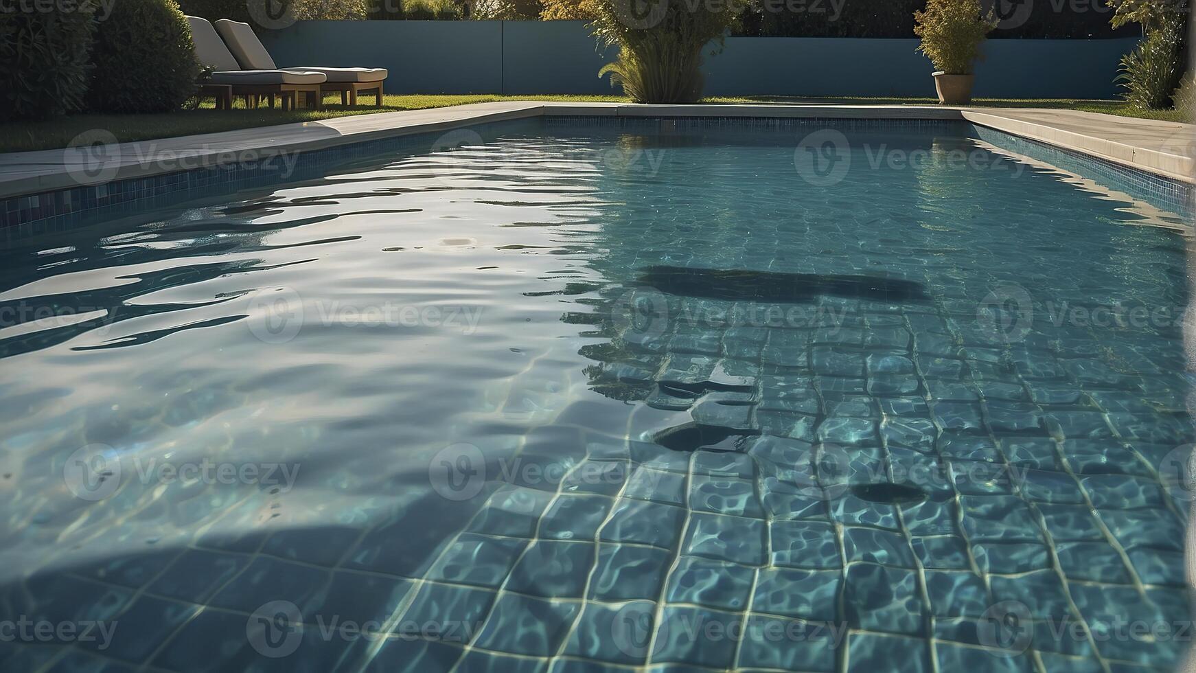 ai generato piscina sfondo, blu piscina acqua, soleggiato giorno, blu acqua sfondo, blu acqua superficie foto