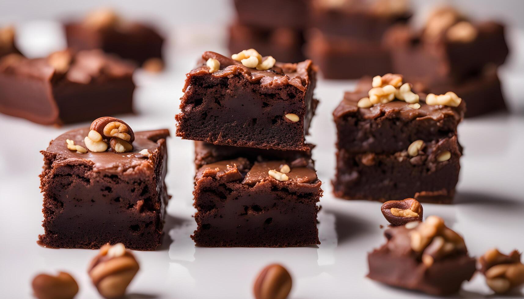 ai generato parecchi pezzi di brownies con noccioline su superiore foto