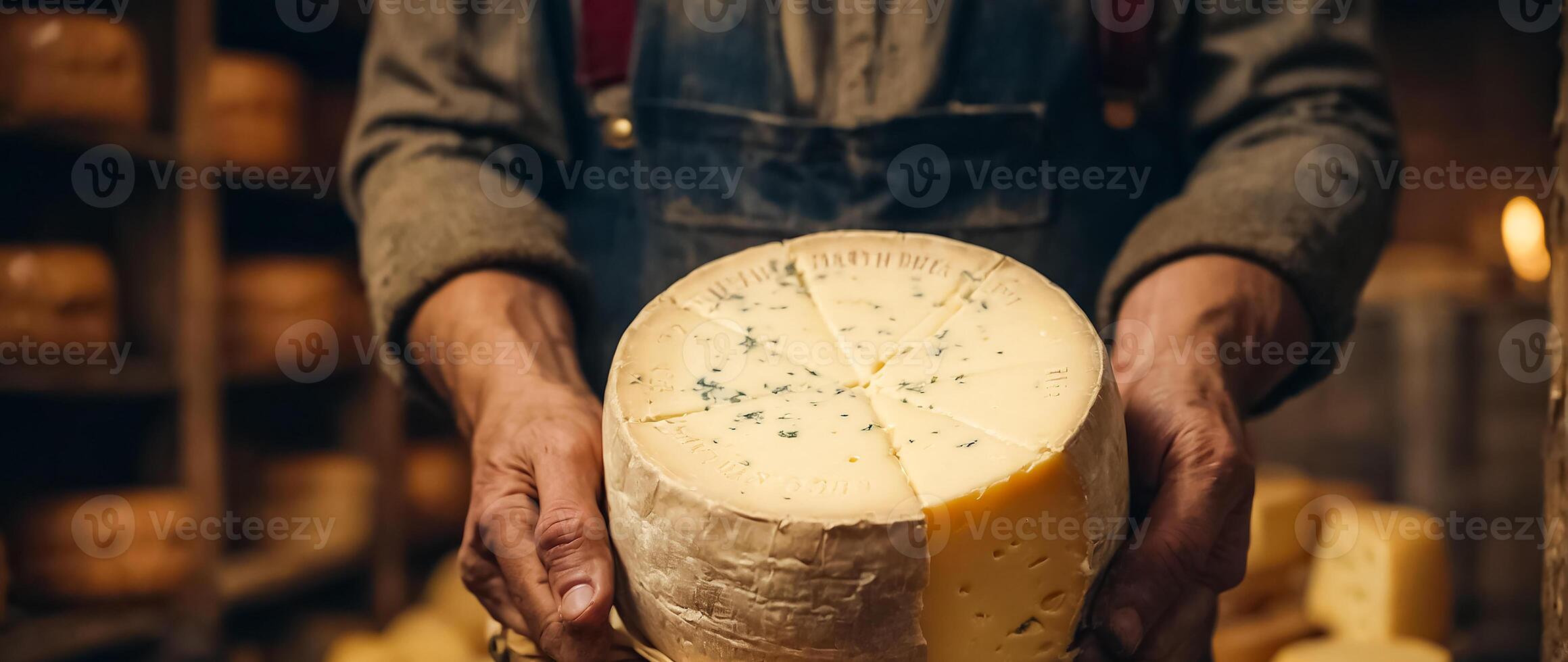 ai generato dell'uomo mani con formaggio foto