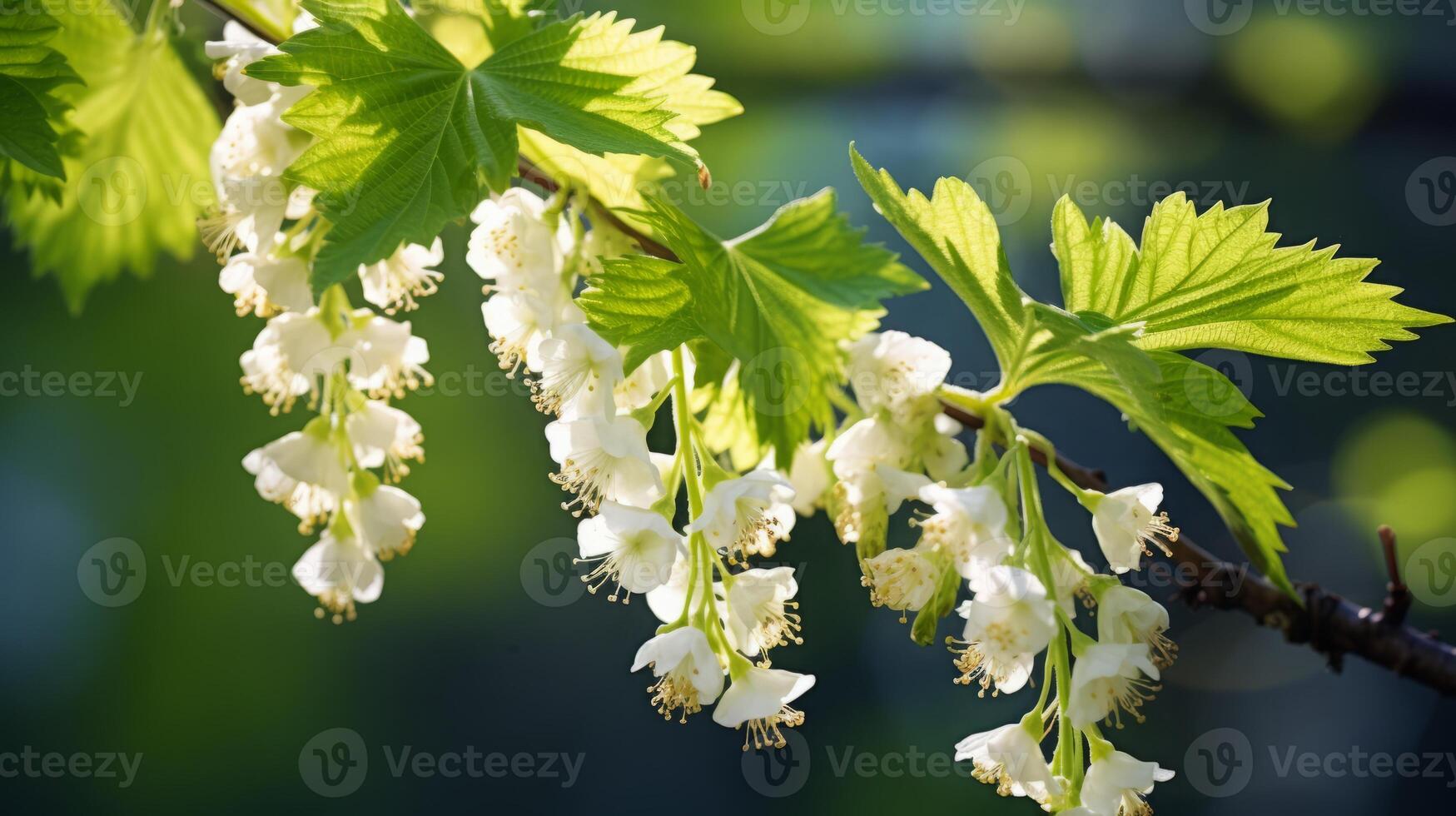 ai generato primavera fiori, delicato bianca fiori su ramo foto