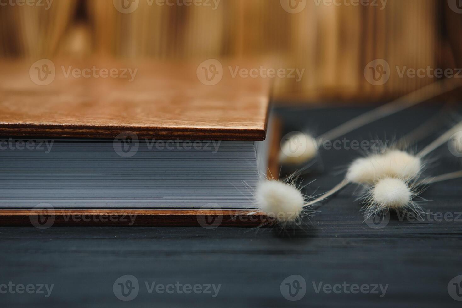 lusso di legno foto libro su naturale sfondo. famiglia ricordi fotolibro. Salva il tuo estate vacanza ricordi. foto album nozze album fotografico con di legno coperchio.