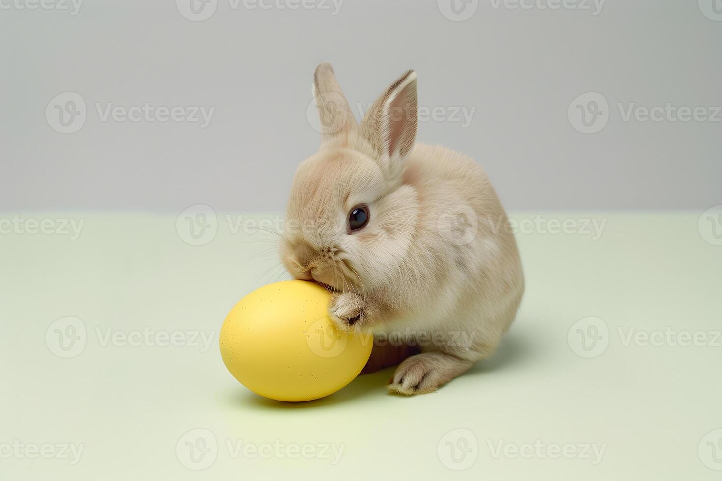 ai generato carino coniglietto coniglio e Pasqua uovo. concetto di contento Pasqua giorno. foto