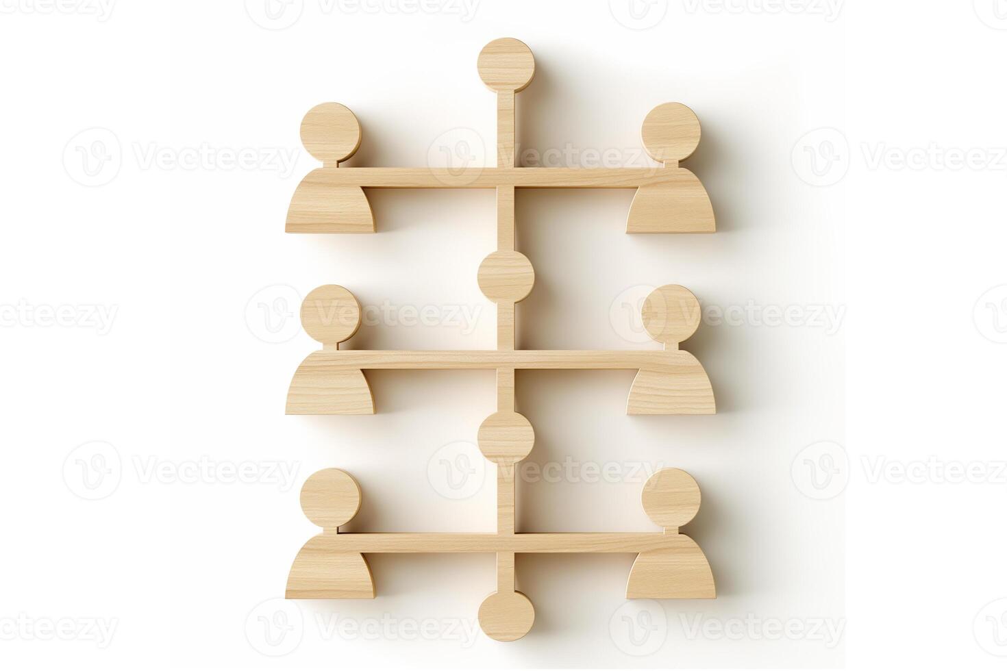 ai generato di legno tavola strategia diverso gruppo di persone organizzazione grafico su un' bianca sfondo foto