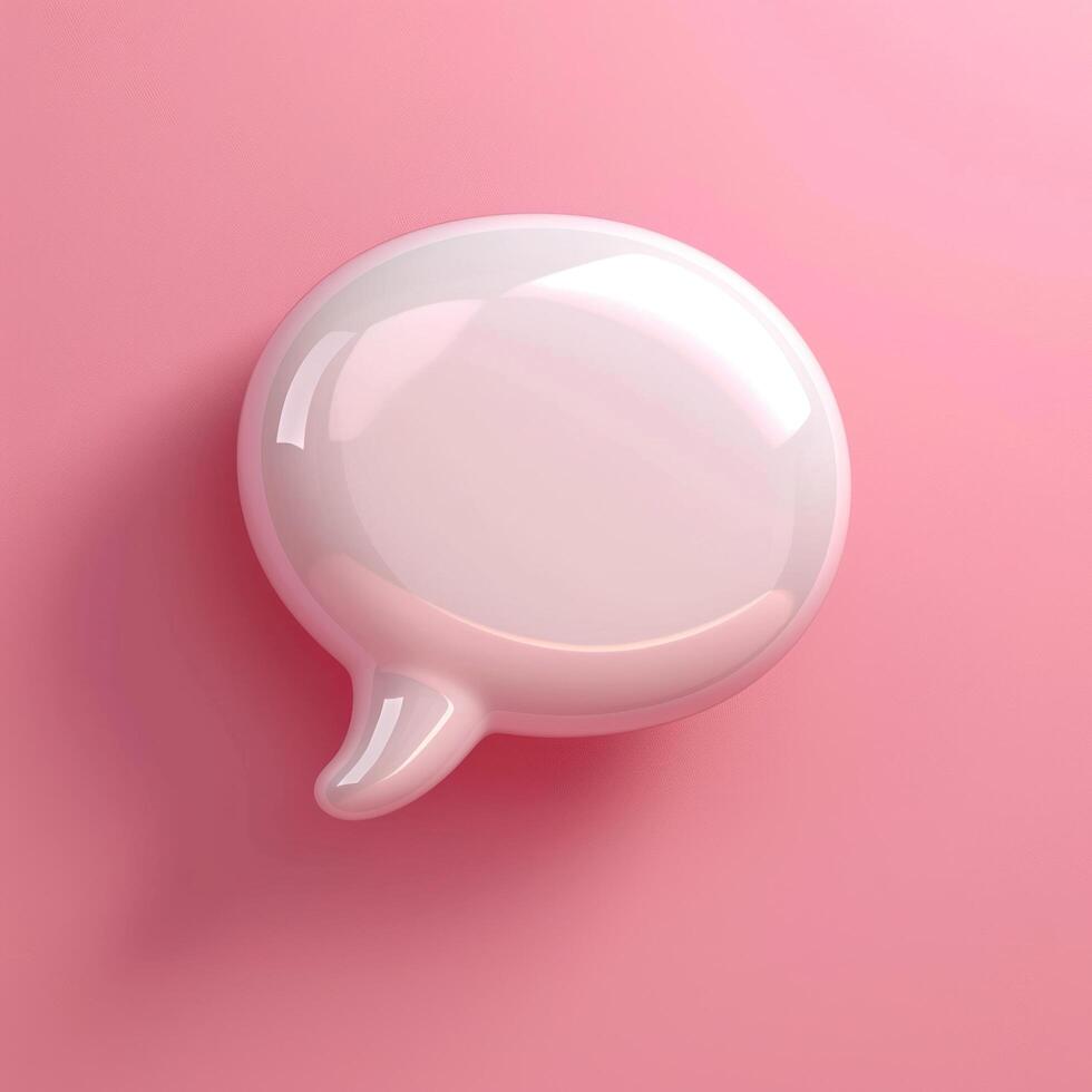 ai generato bianca plastica morbido discorso bolla contro rosa sfondo foto