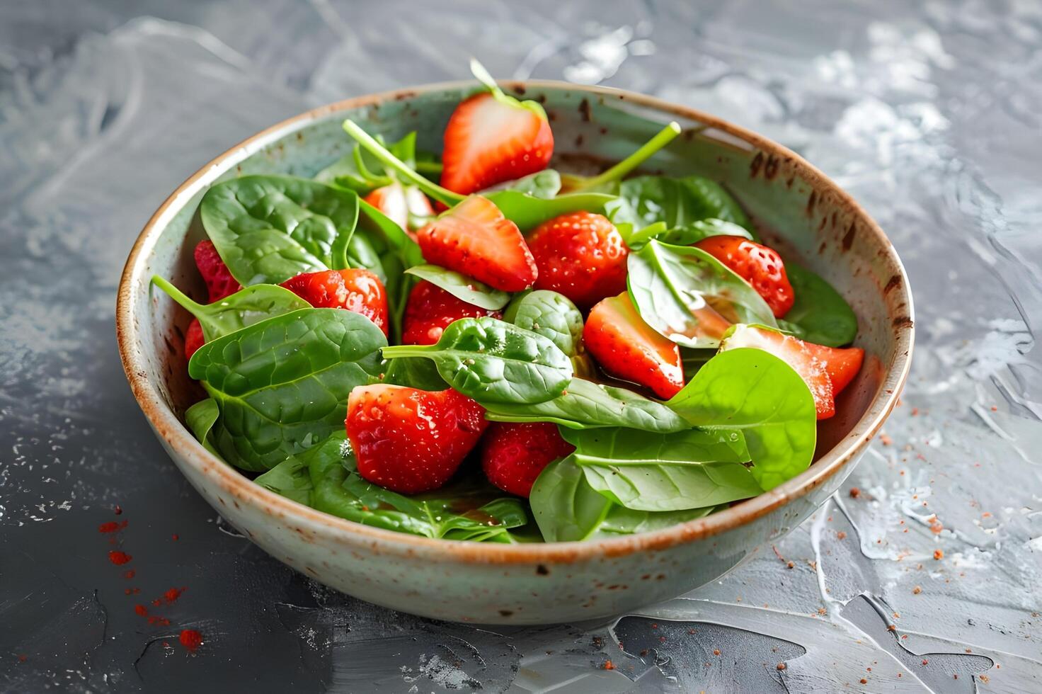 ai generato bacca beatitudine medley fragola e spinaci insalata istantanea foto