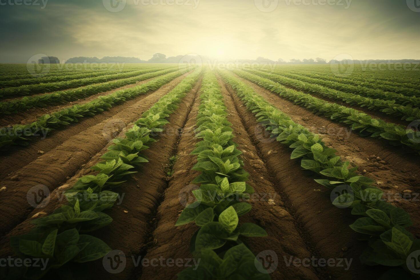 ai generato coltivato campo agricolo paesaggio trattore. creare ai foto