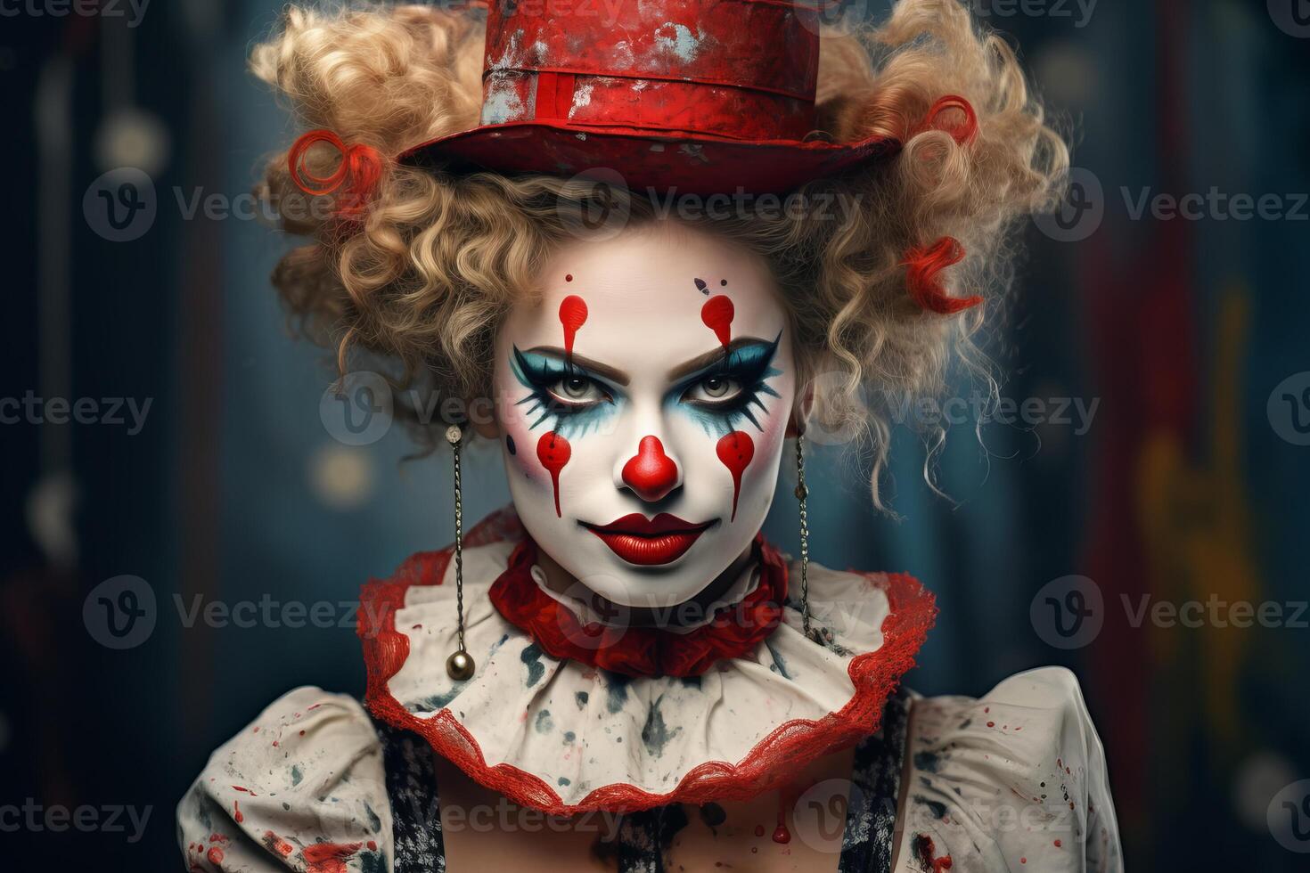 ai generato divertente ragazza contento clown. creare ai foto