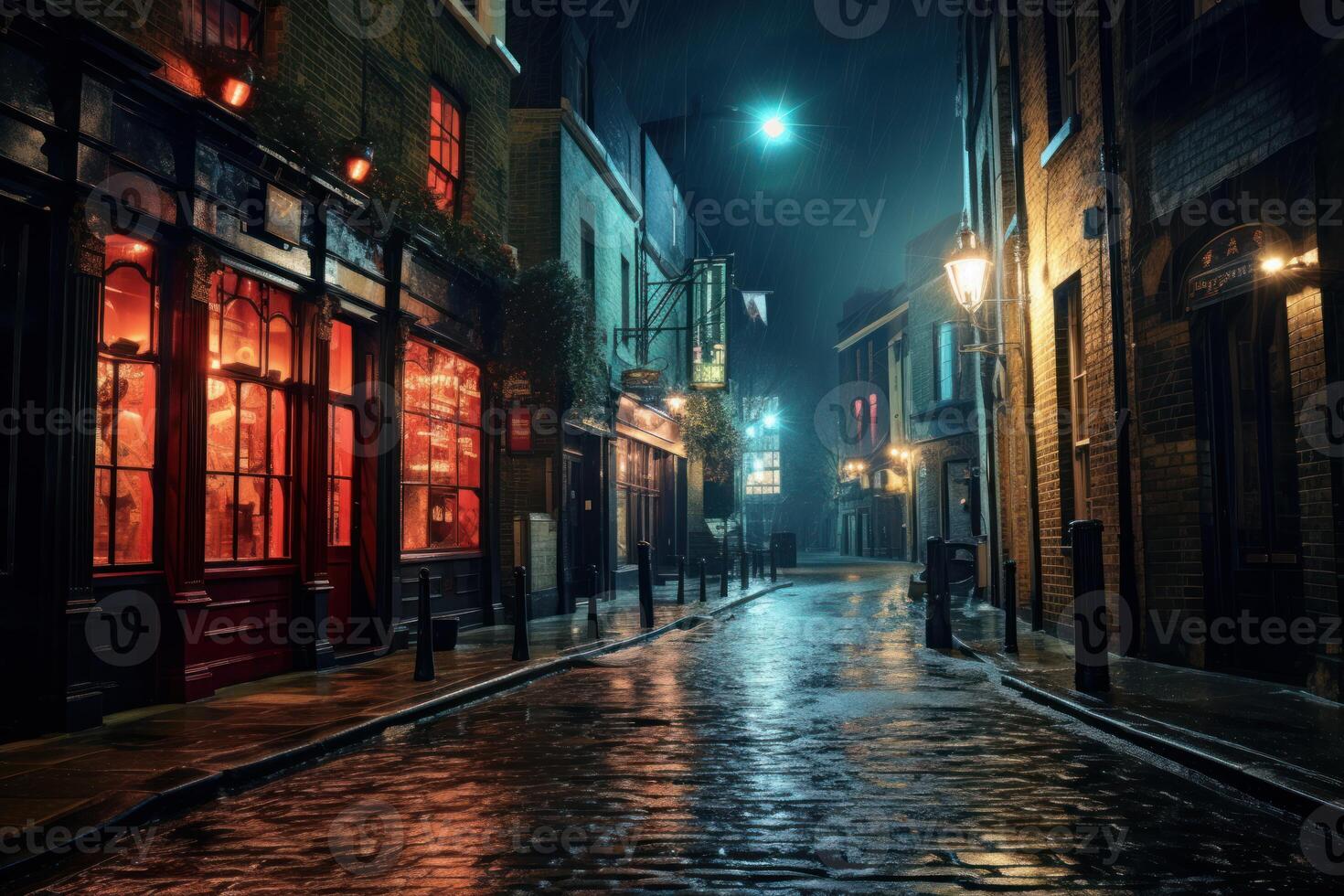 ai generato incantevole notte Londra strada. creare ai foto