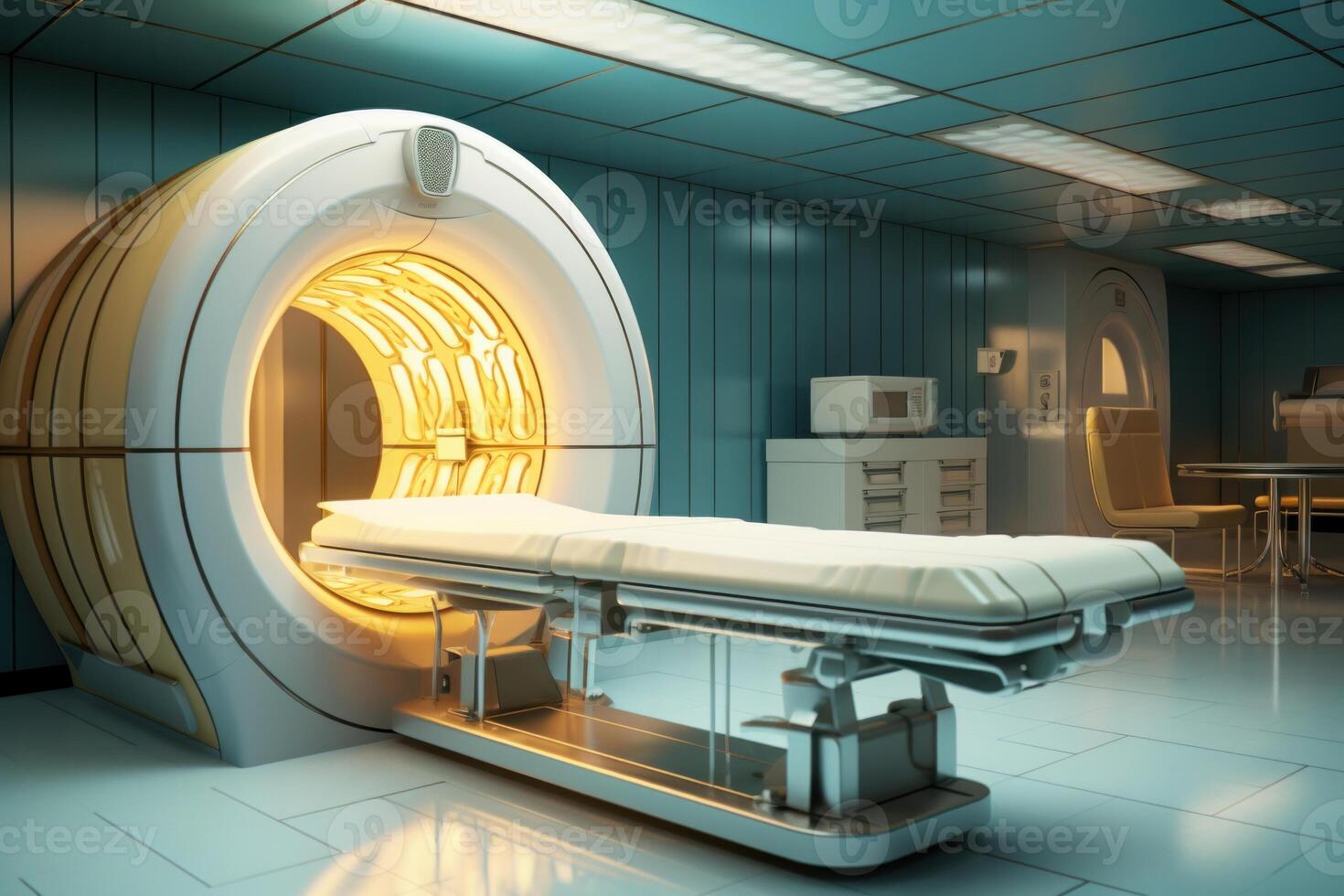 ai generato spazioso mri macchina interno. creare ai foto