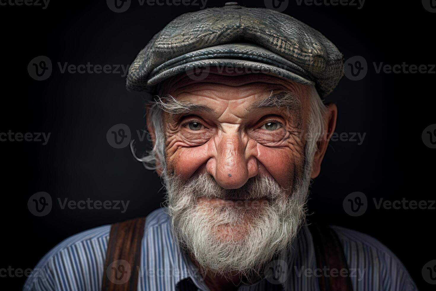 ai generato cappello foto di lieta anziano uomo con cappello. creare ai