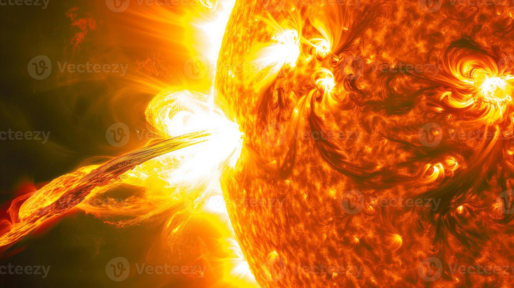 ai generato solare razzi avvicinamento, magneti tempeste foto