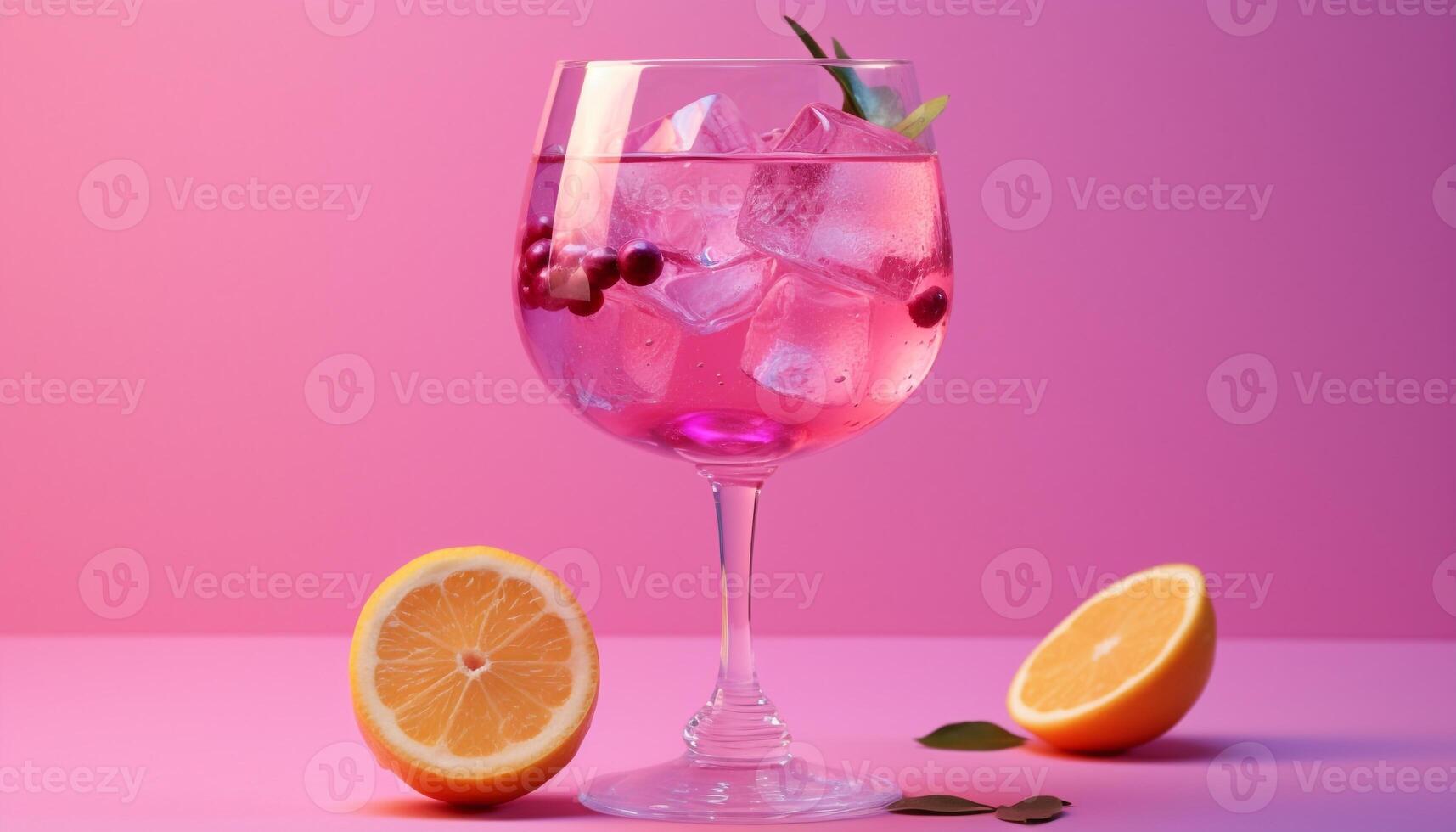 ai generato rinfrescante cocktail con agrume frutta e ghiaccio su un' estate tavolo generato di ai foto