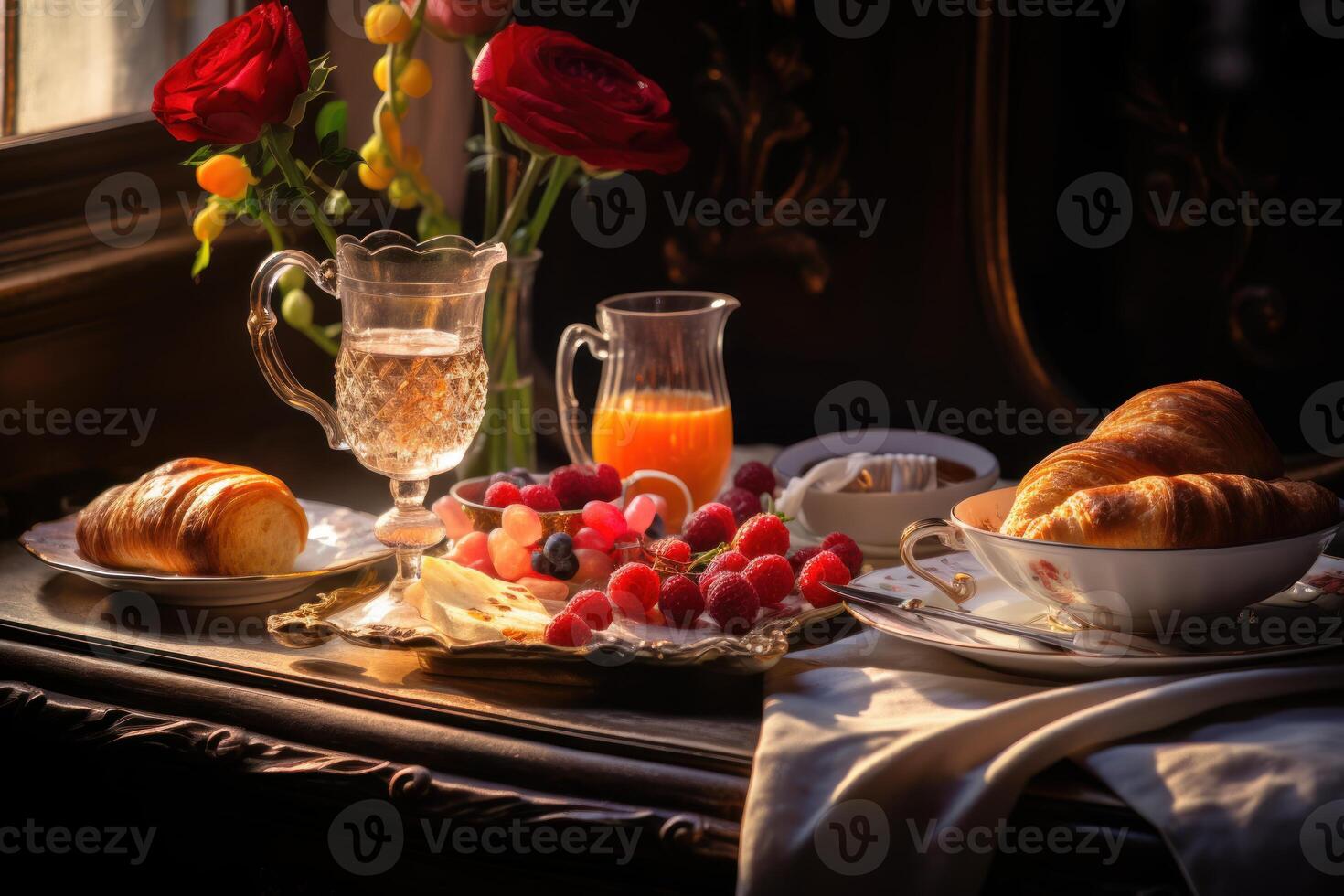 ai generato intimo romantico prima colazione. creare ai foto