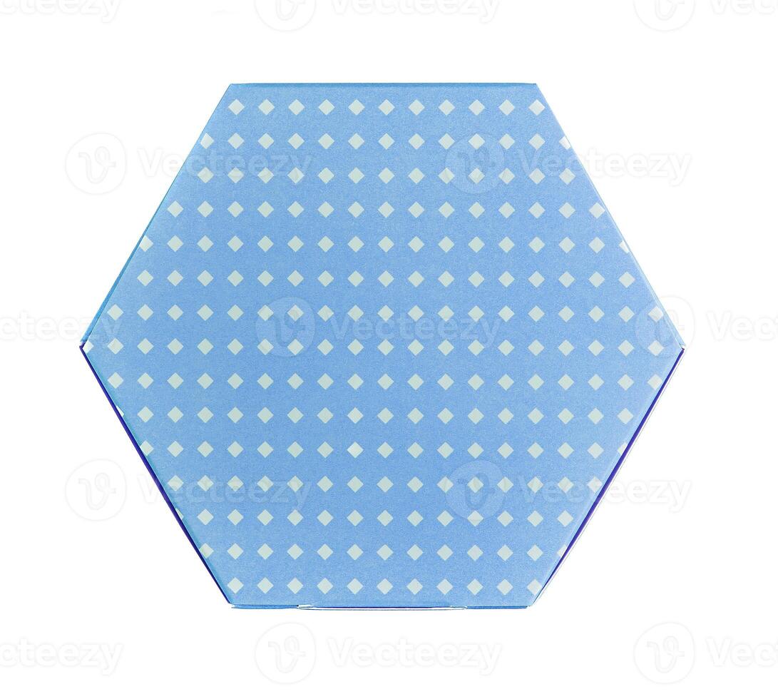 blu regalo scatola con bianca polka puntini foto