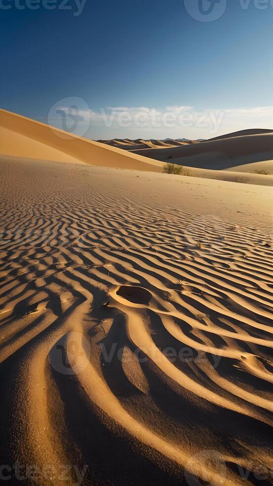 ai generato deserto sogni infinito sabbie mutevole sotto vasto blu cielo foto