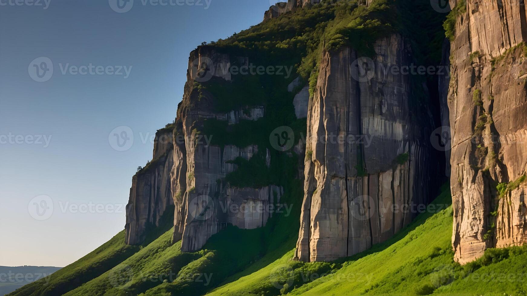 ai generato epico scarpate ripido scogliera facce lavorato di natura foto