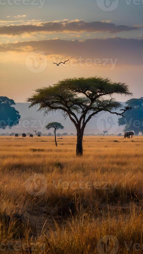 ai generato savana safari natura pascolo attraverso vasto africano pianure foto
