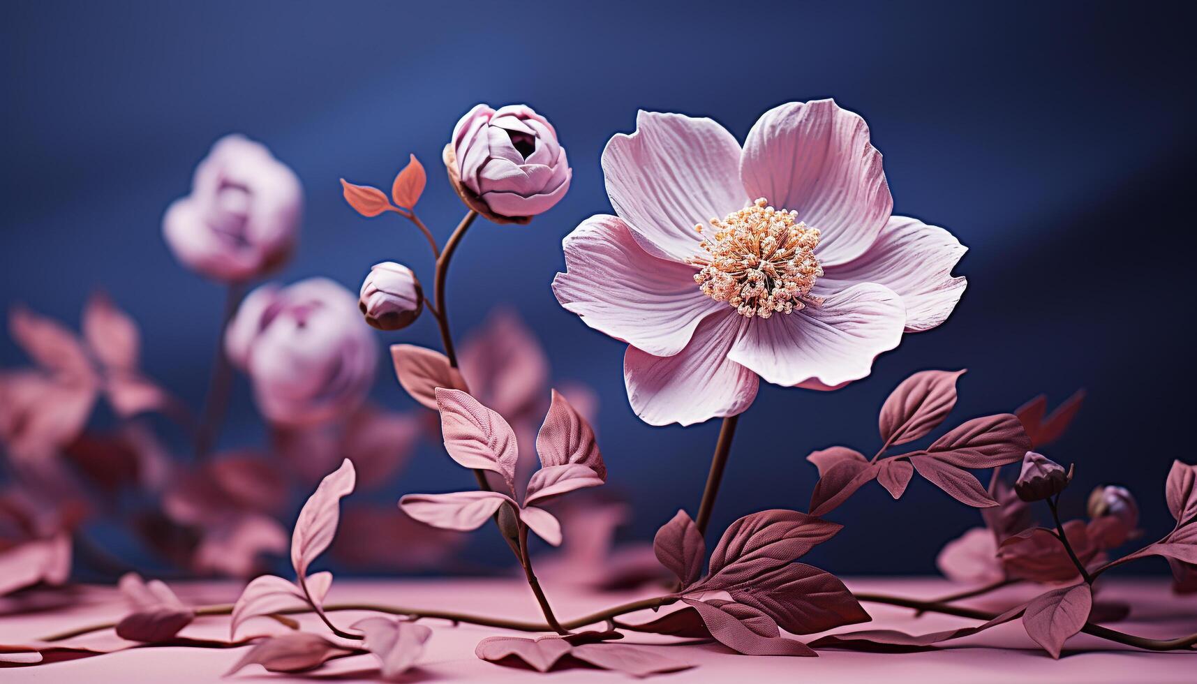 ai generato natura bellezza nel un' singolo fiore, rosa fiorire su ramo generato di ai foto