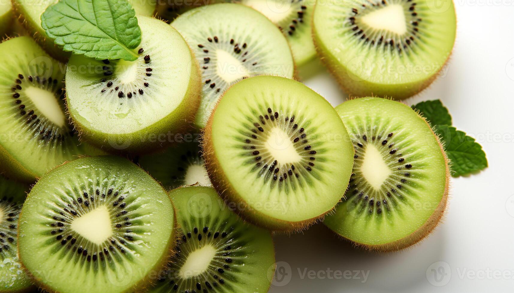 ai generato fresco Kiwi fetta, un' salutare e succoso estate merenda generato di ai foto