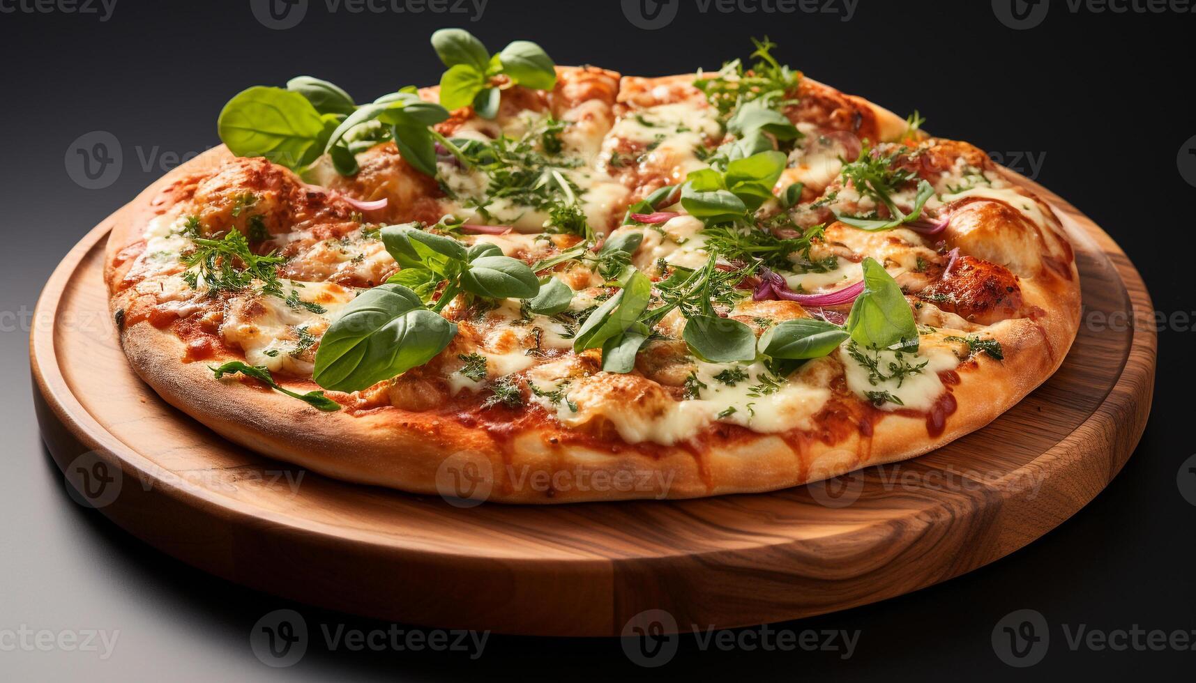 ai generato appena al forno fatti in casa Pizza su rustico di legno tavolo, italiano cultura generato di ai foto