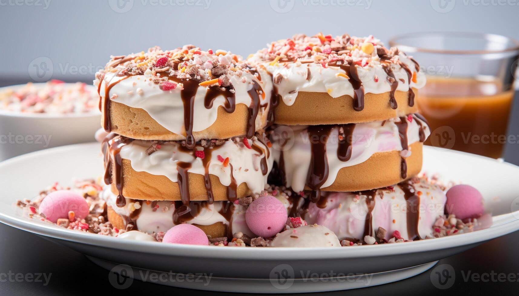 ai generato fatti in casa cioccolato dolce, fresco frutta, e cremoso ghiaccio crema generato di ai foto