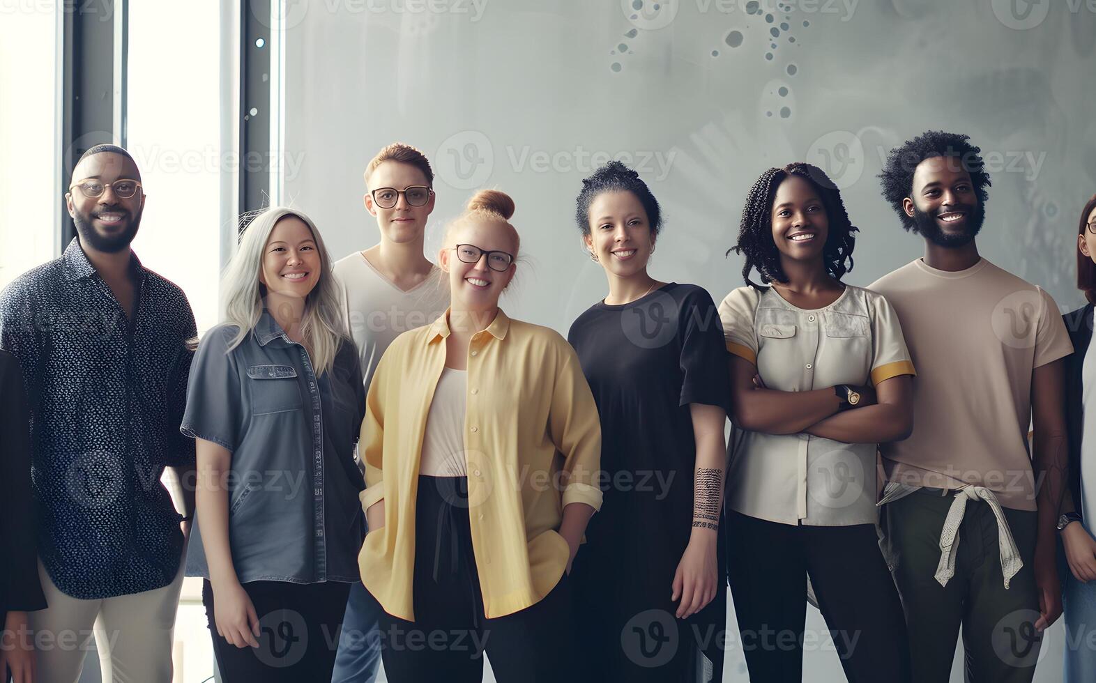 ai generato diverso gruppo in piedi insieme. generativo ai foto