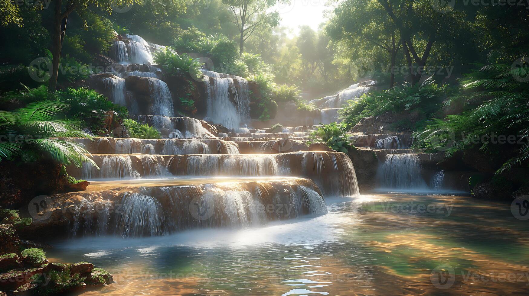 ai generato bellissimo natura cascata scena foto