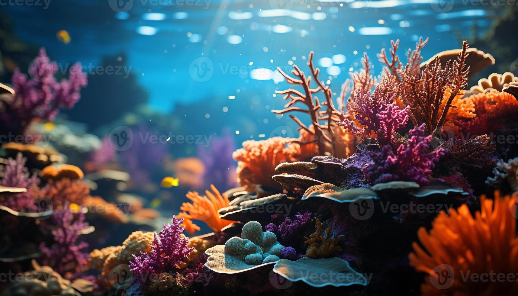 ai generato subacqueo scogliera pesce nel natura, Multi colorato acquatico bellezza generato di ai foto