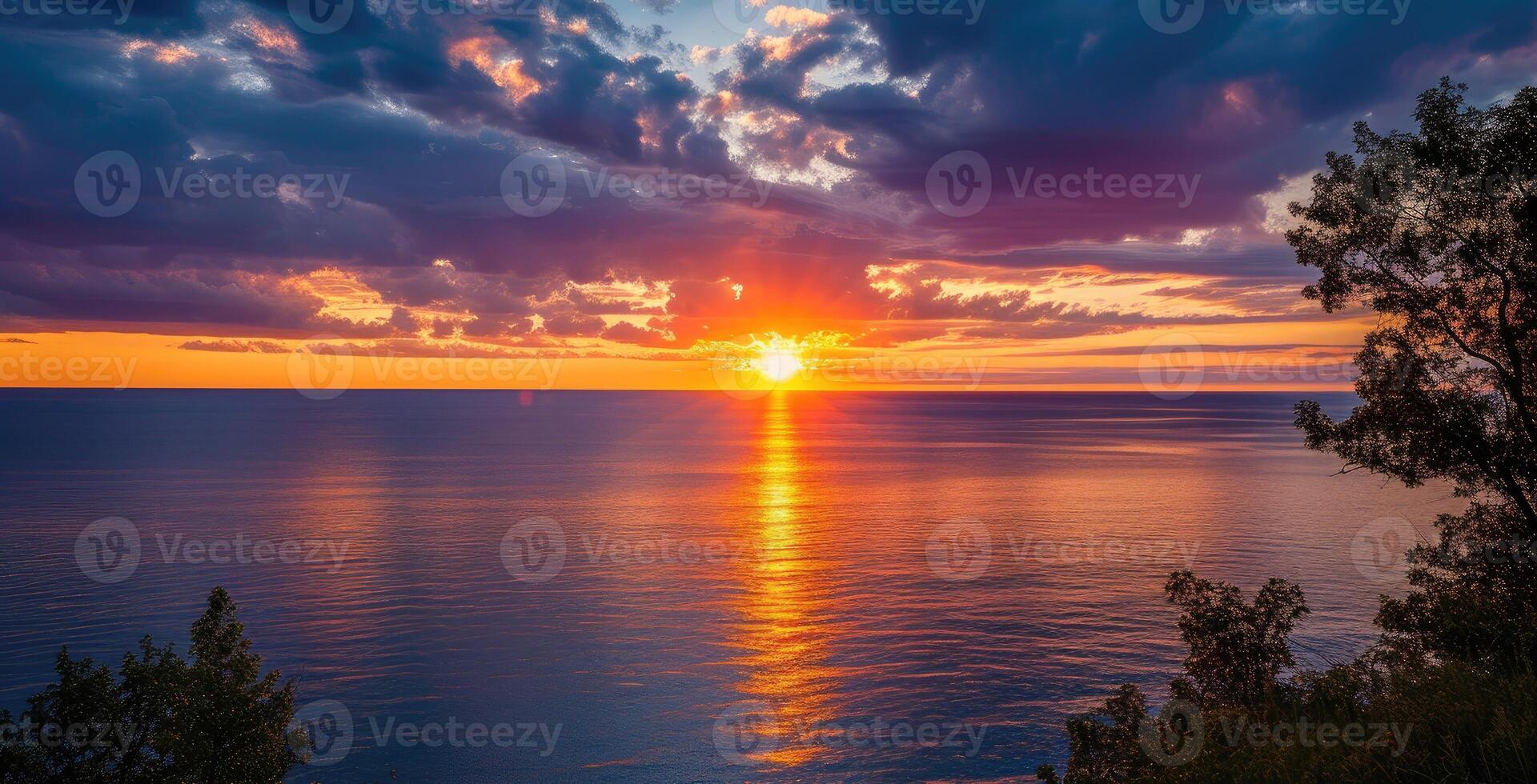 ai generato bellissimo tramonto al di sopra di lago superiore. generativo ai foto