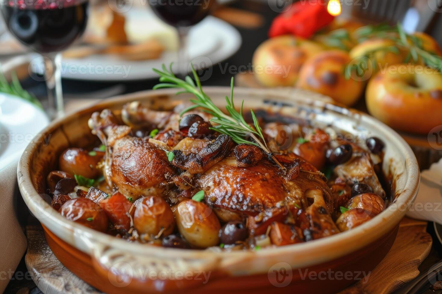 ai generato indulgere nel francese tradizione,coq au vin - un' culinario capolavoro foto