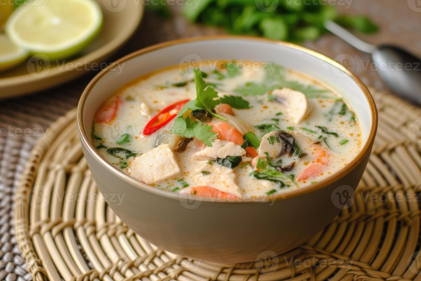 ai generato calmante tailandese la minestra, tom kha gai. generativo ai foto