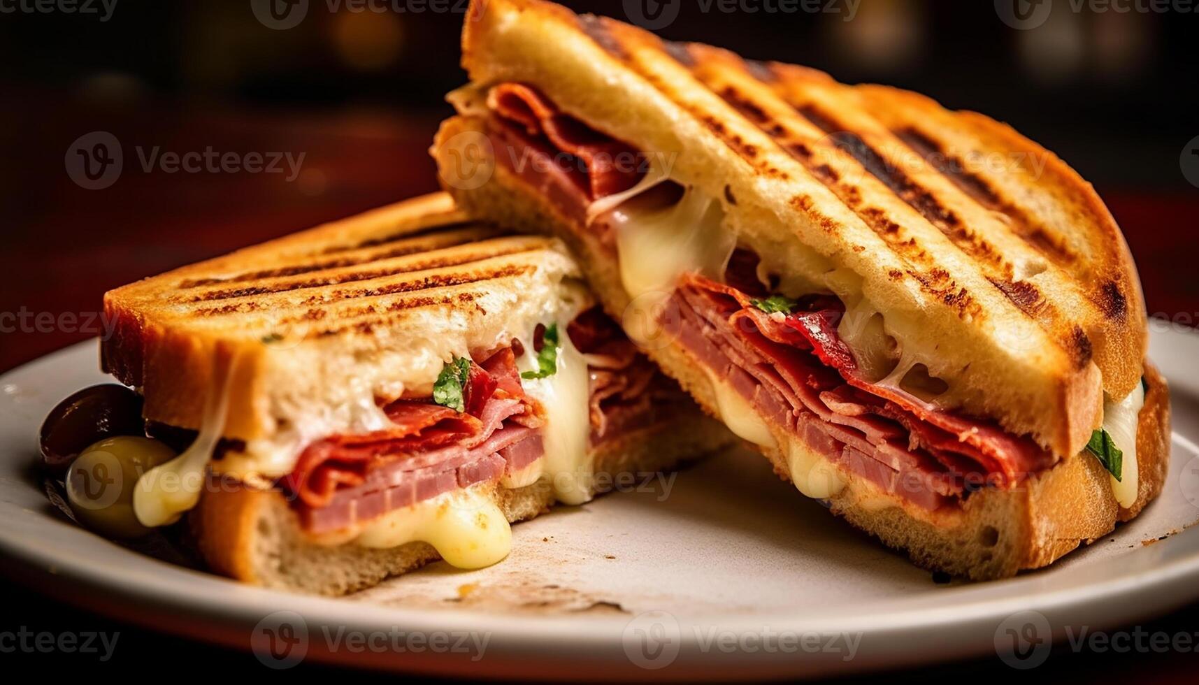 ai generato grigliato buongustaio Sandwich fresco, sano, e acquolina in bocca generato di ai foto