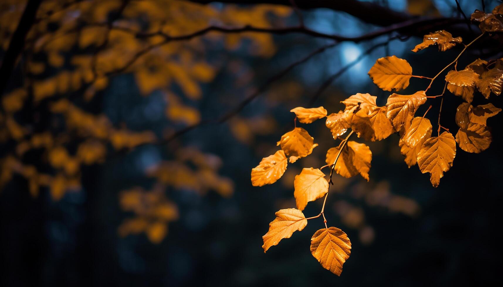 ai generato vivace autunno albero, giallo foglie, natura bellezza nel Multi colorato foresta generato di ai foto