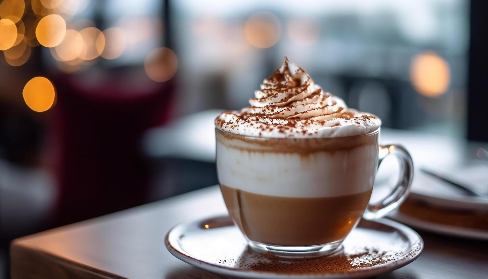 ai generato fresco caffè, caldo latte, schiumoso schiuma Perfetto macchiato generato di ai foto