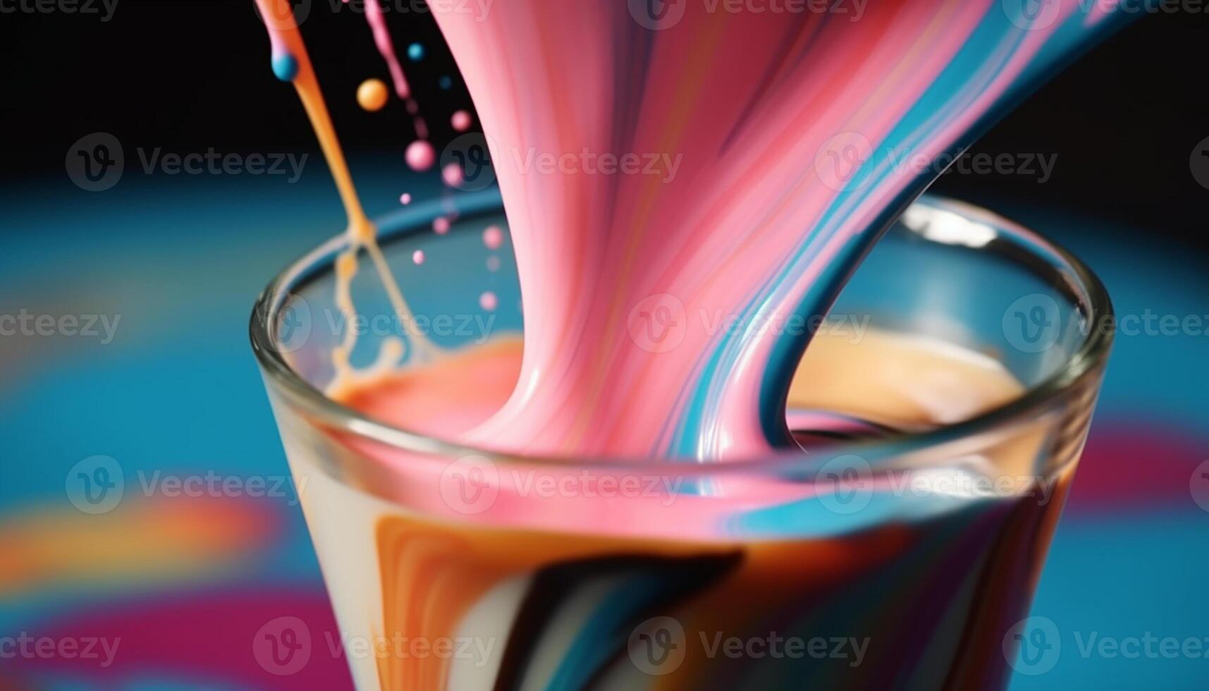ai generato rinfrescante cocktail nel un' vivace blu, scrosciante con colorato bolle generato di ai foto