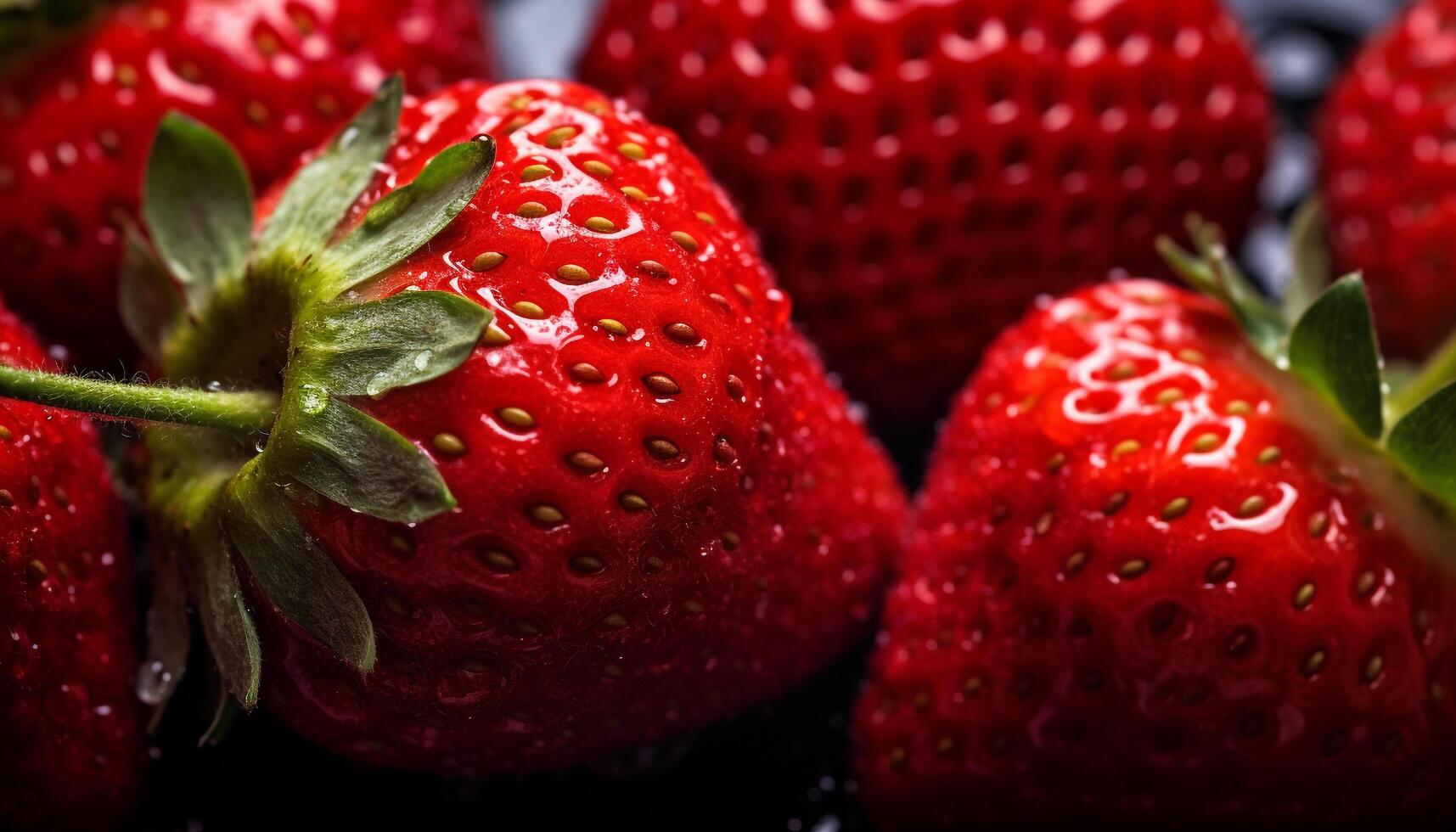 ai generato freschezza e dolcezza nel un' vivace fragola dolce generato di ai foto