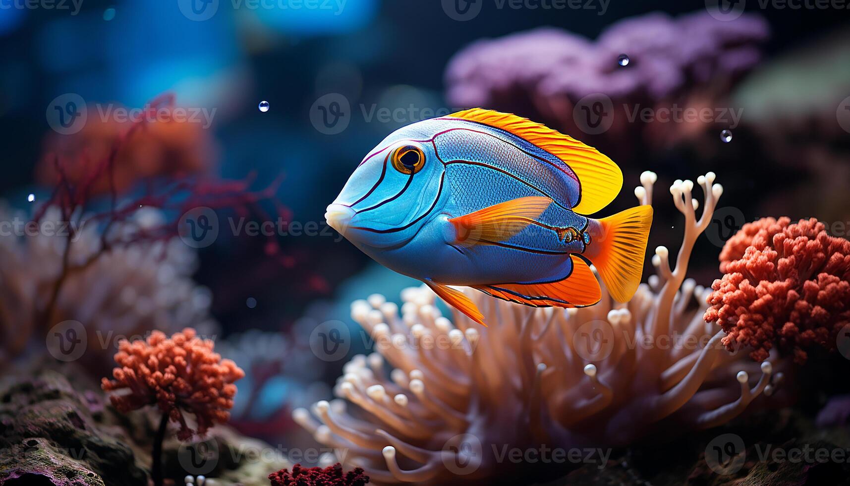 ai generato subacqueo bellezza colorato pesce nuotare nel tropicale corallo scogliera generato di ai foto