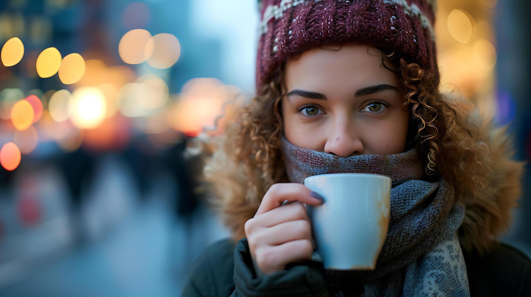 ai generato energico giovane donna gode musica e Tech nel avvicinamento ritratto foto