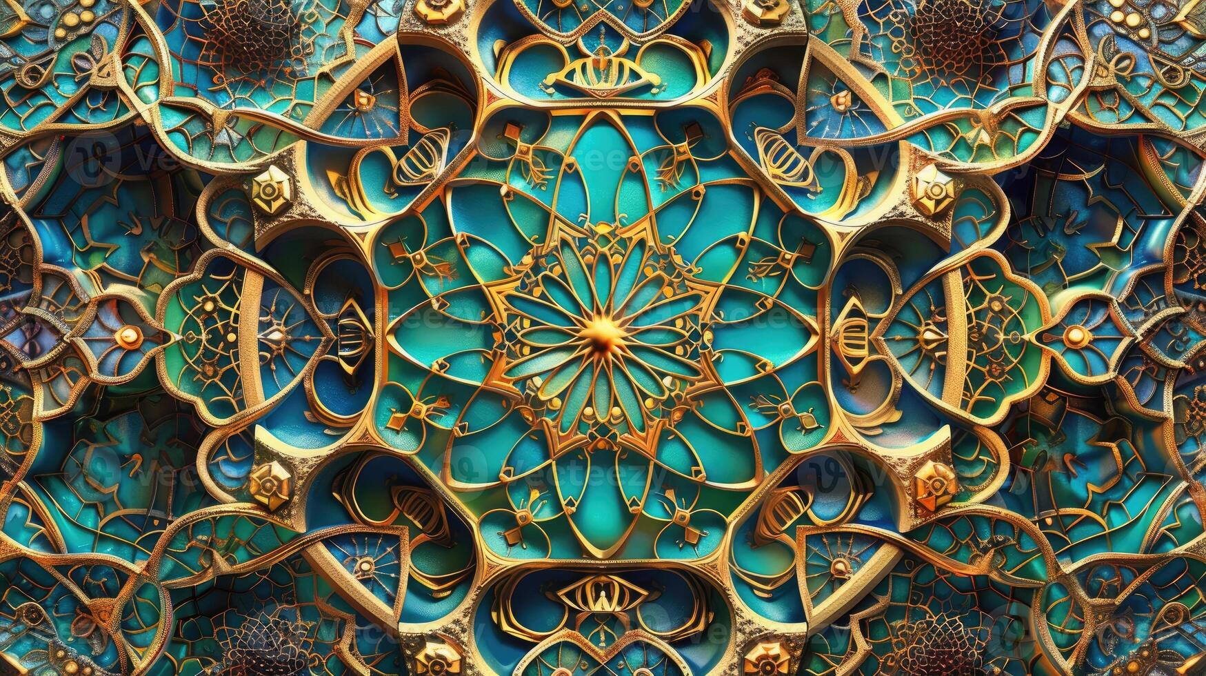 ai generato elegante e vivace islamico ornamentale sfondo, un' fusione di colori e intricato modelli. ai generato. foto