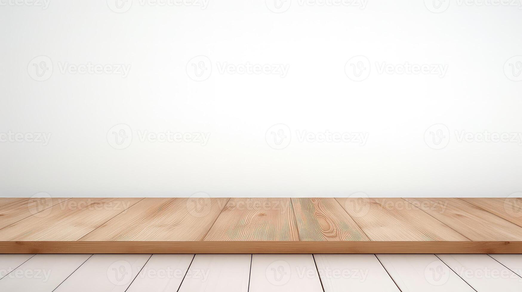 ai generato di legno parete con legna pavimento e bianca legna parete struttura sfondo. foto