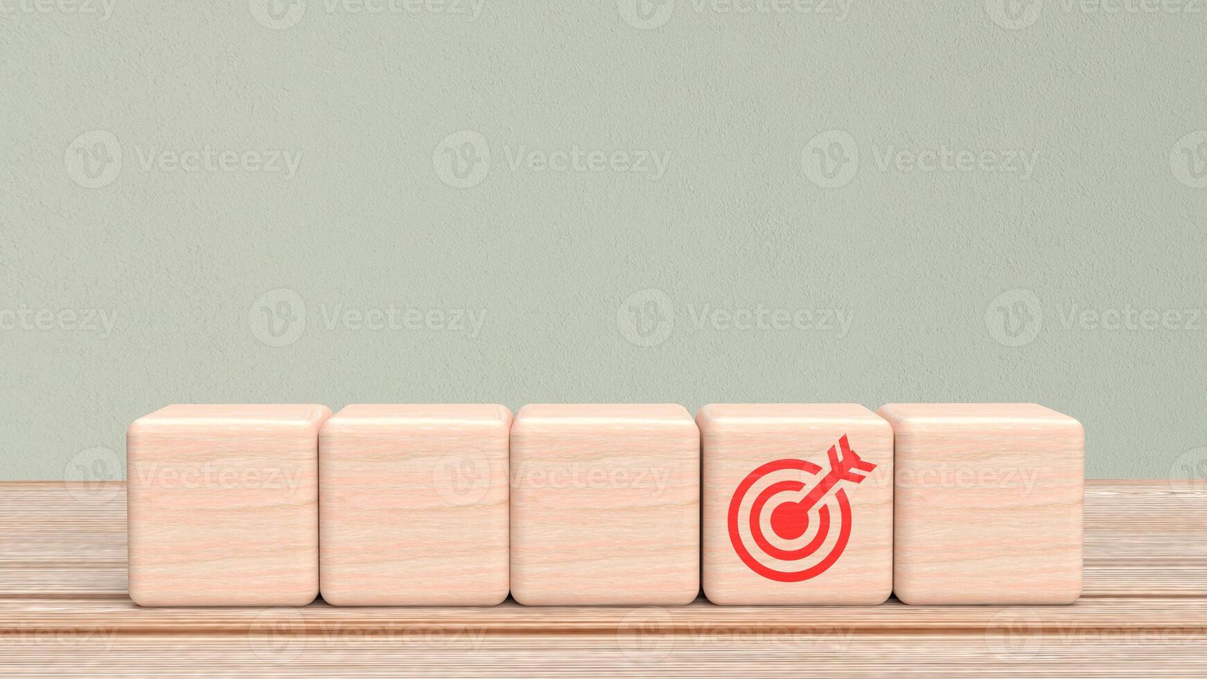 il bersaglio icona su legna cubo per attività commerciale concetto 3d interpretazione foto