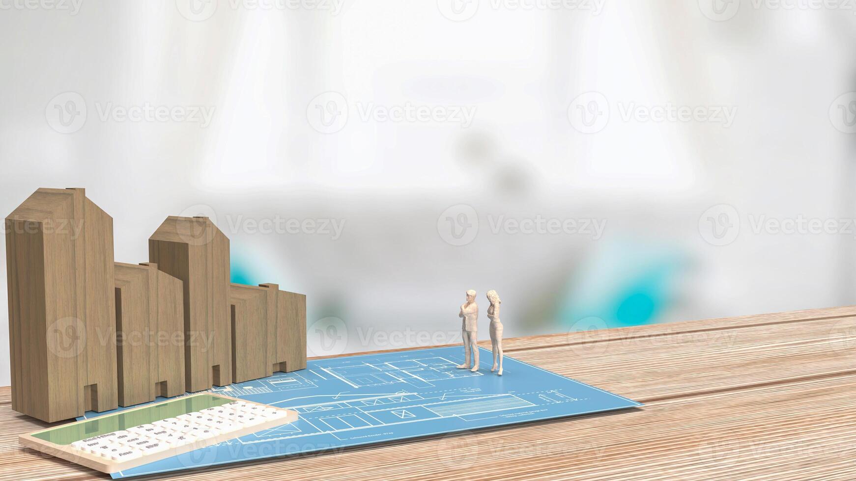 il Casa e blu Piano per proprietà o vero tenuta concetto 3d resa. foto