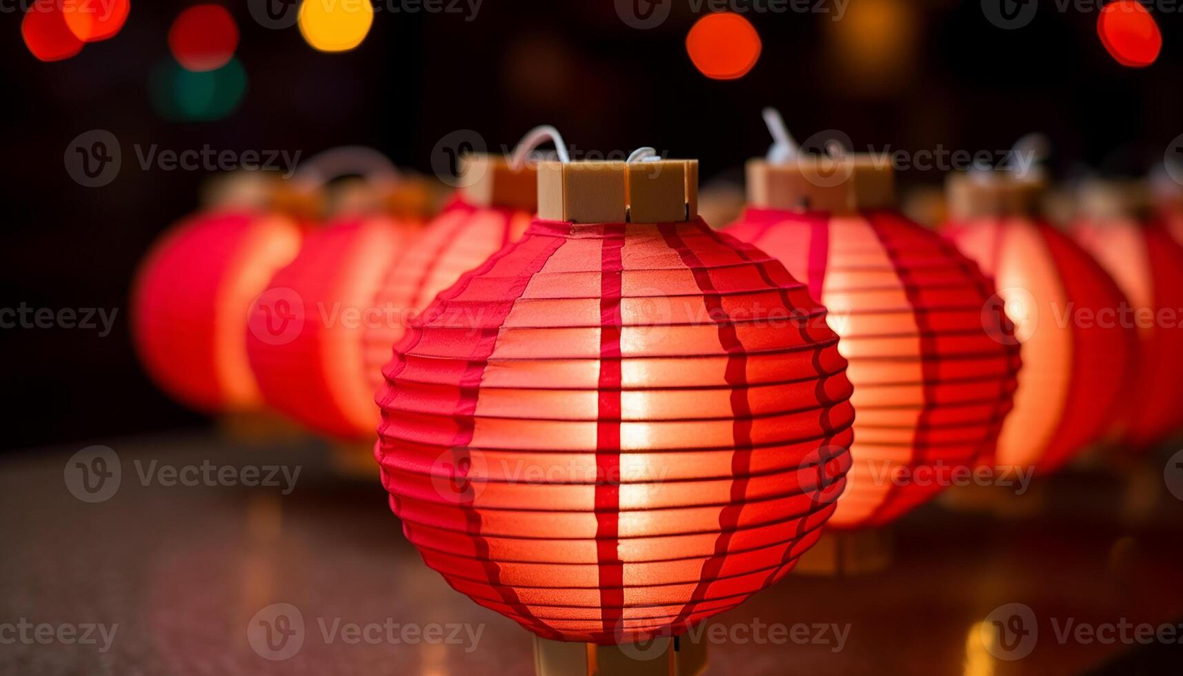 ai generato Cinese lanterne raggiante nel il notte, illuminante il tradizionale celebrazione generato di ai foto