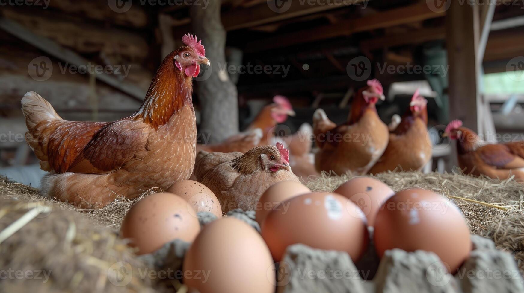 ai generato fresco uova si riunirono a il azienda agricola, evidenziazione localmente prodotta pollo e uova, ai generato foto