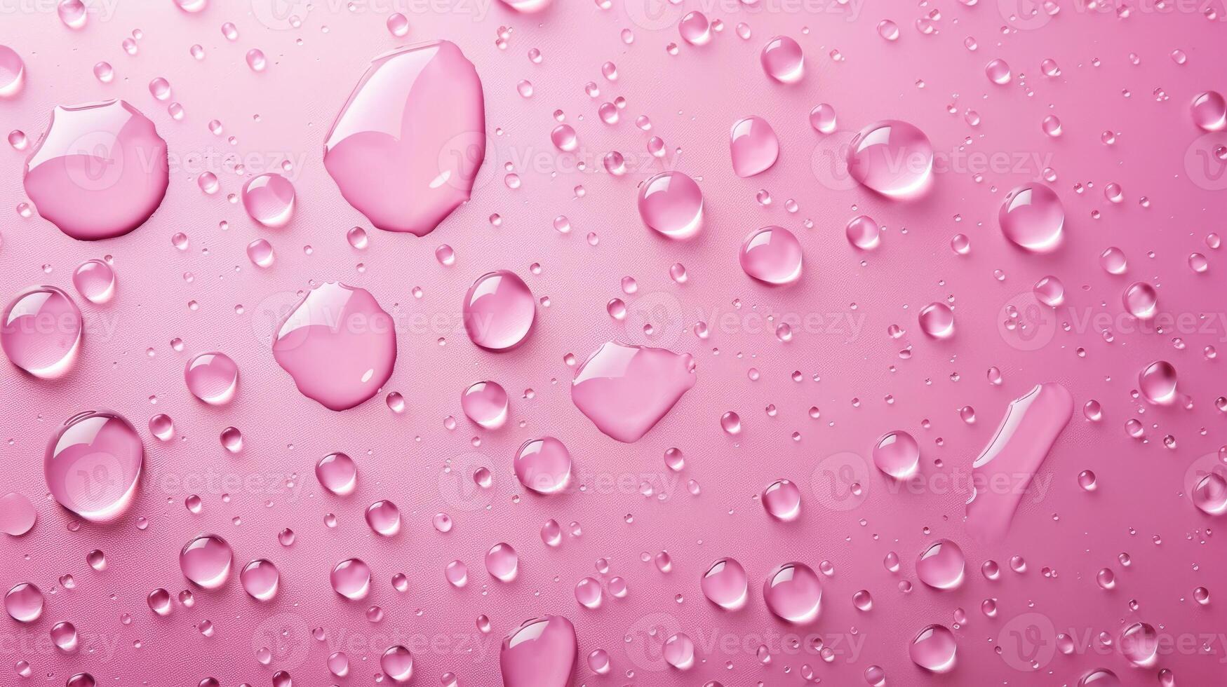 ai generato sereno rosa sfondo ornato con scintillante goccioline di acqua, ai generato. foto